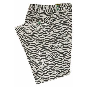 Mens Gurkha Pants 36 Ivory Black Zebra Animal Print Cotton Trousers Straight Fit